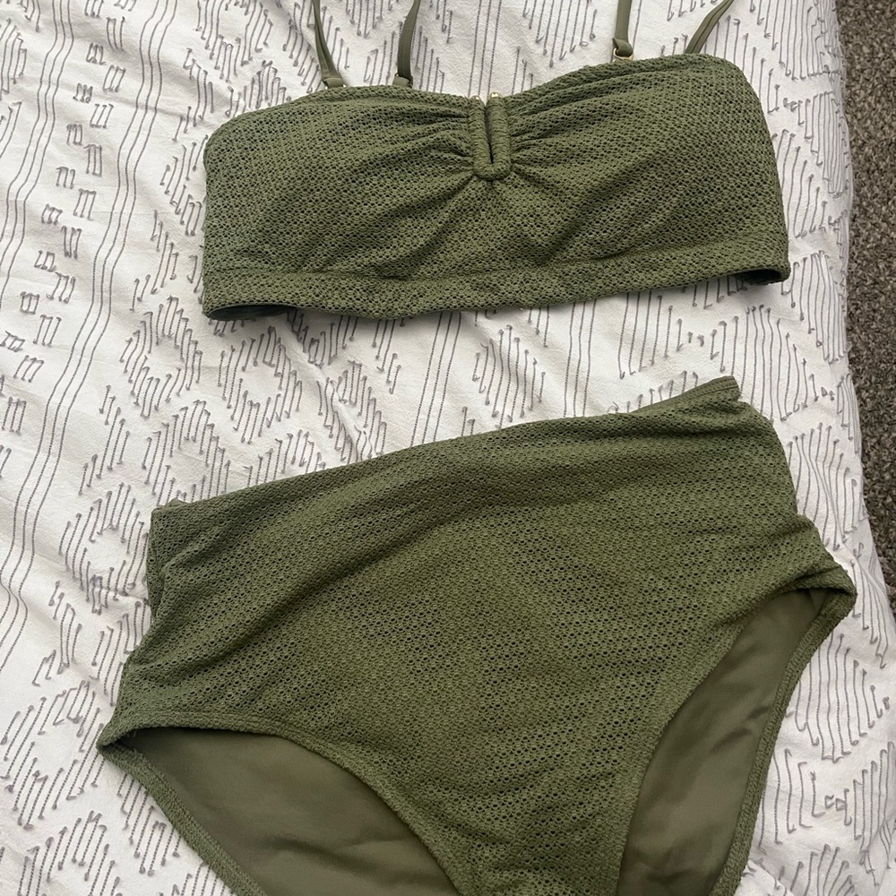 Old Navy Olive Green Textured Bikini Set